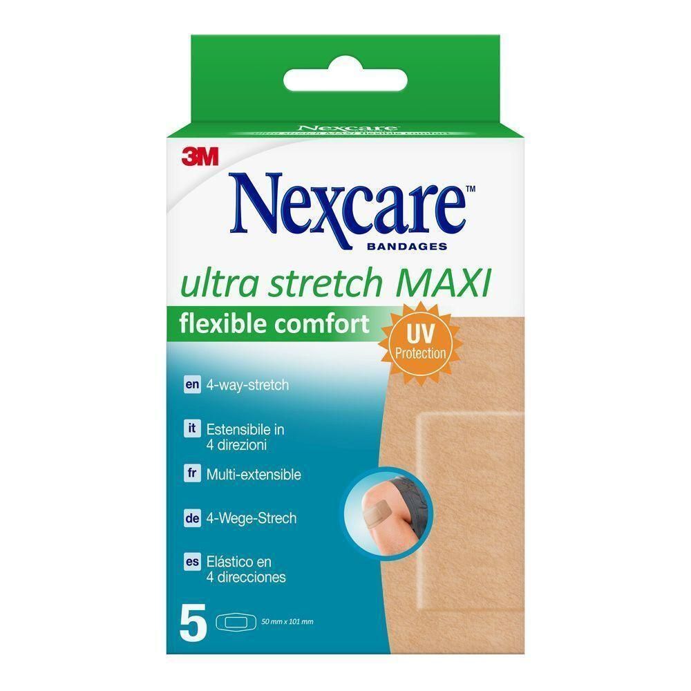 Nexcare Ultra Stretch Maxi, paquet de 5 pansements, couleur chair.