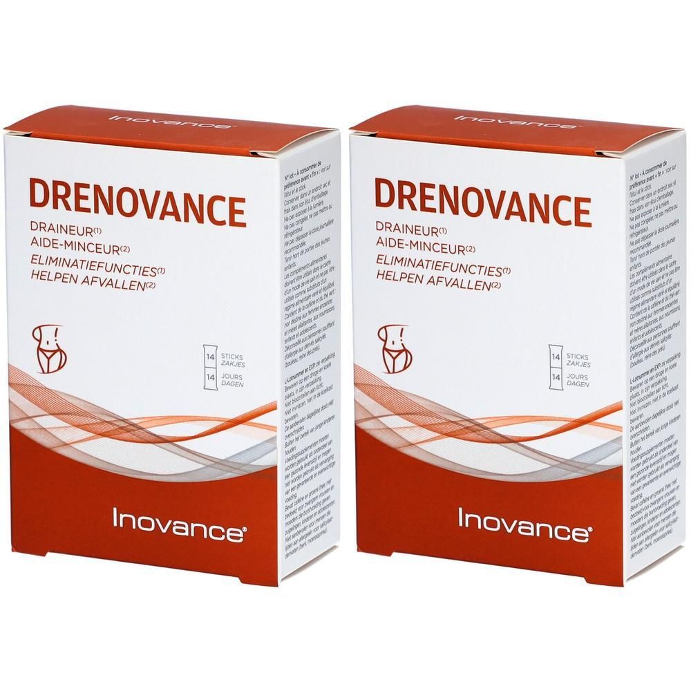 Twee verpakkingen Drenovance, een afslankmiddel.