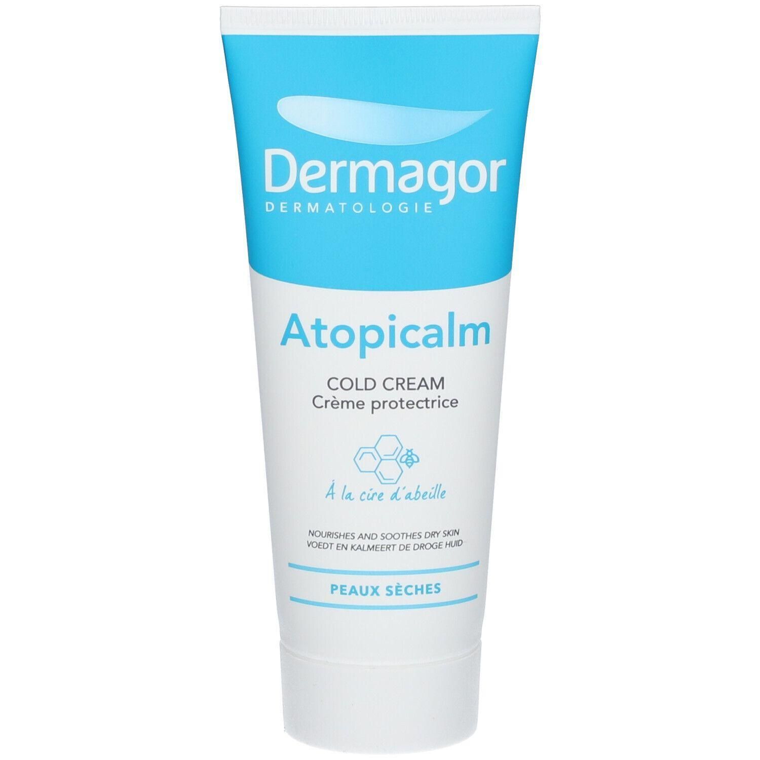 Dermagor Atopicalm Cold Cream tube met bijenwas symbool voor droge huid.