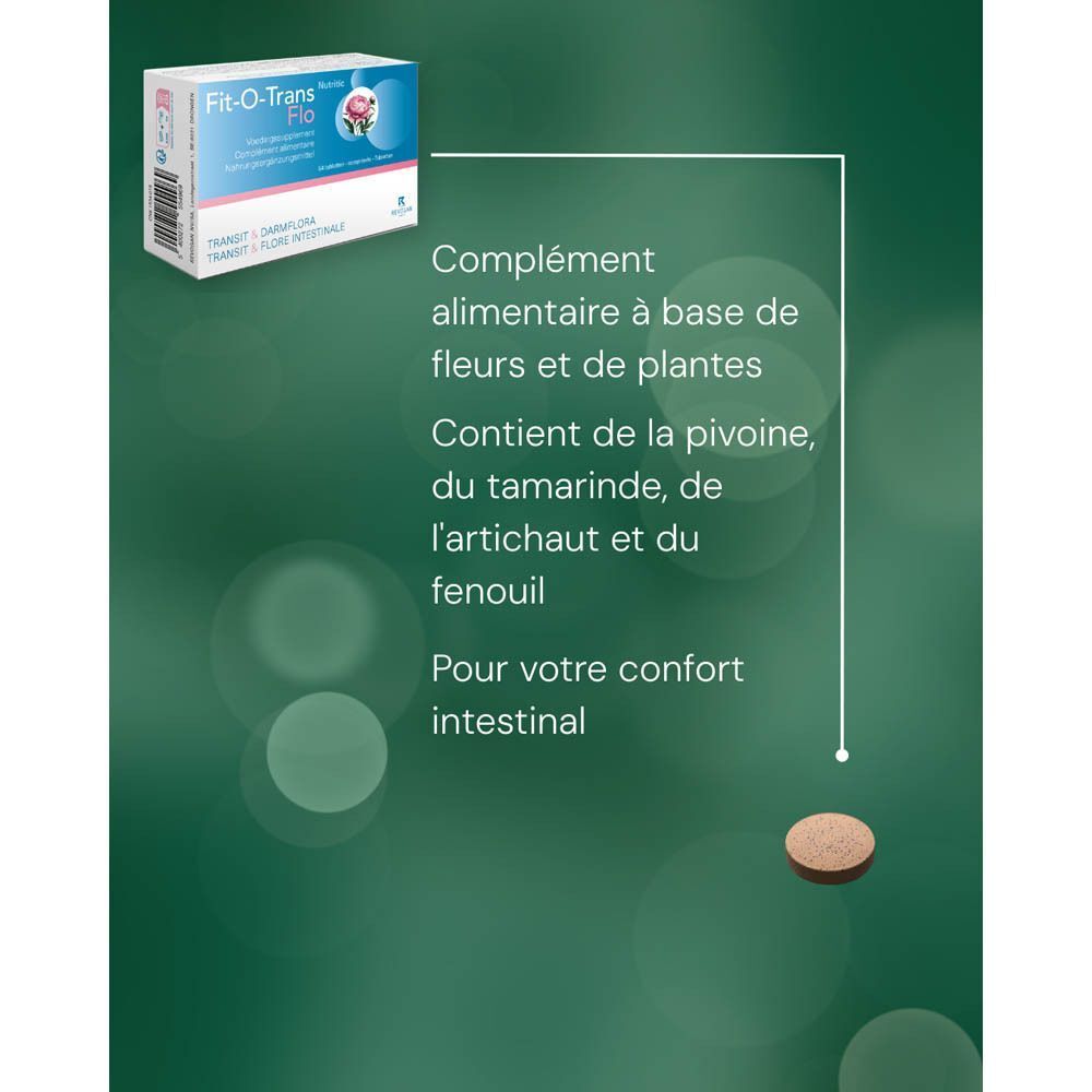 Fit-O-Trans Flo: Complément alimentaire à base de fleurs et plantes pour le confort intestinal.
