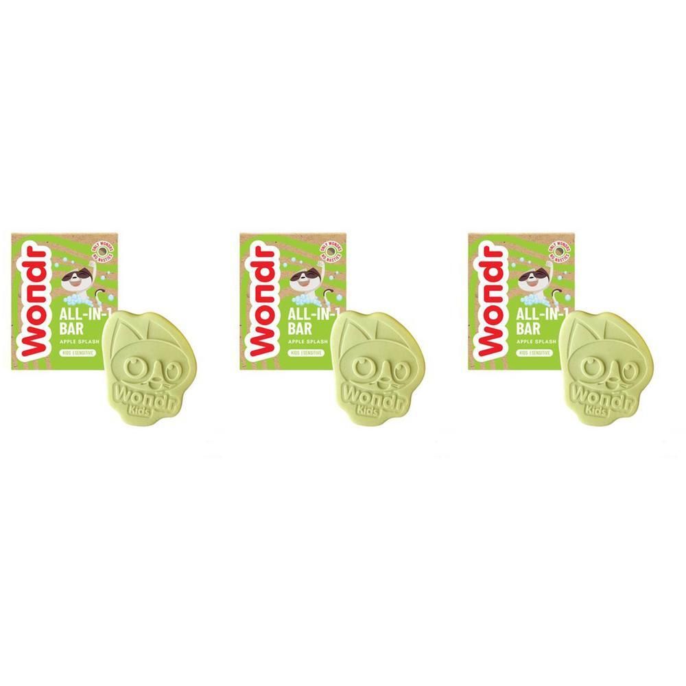 Trois barres Wondr All-In-1 pour enfants, saveur pomme, en forme de crânes verts.