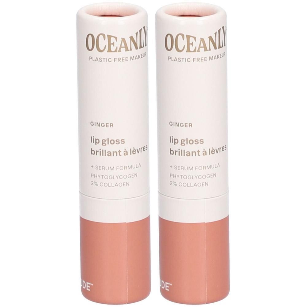 Deux brillants à lèvres Attitude Oceanly couleur gingembre. Maquillage sans plastique.
