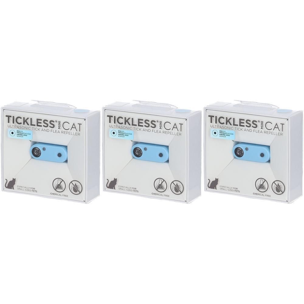 Trois paquets de l'appareil anti-tiques et puces ultrasonique Tickless Mini Chat Bleu pour chats.