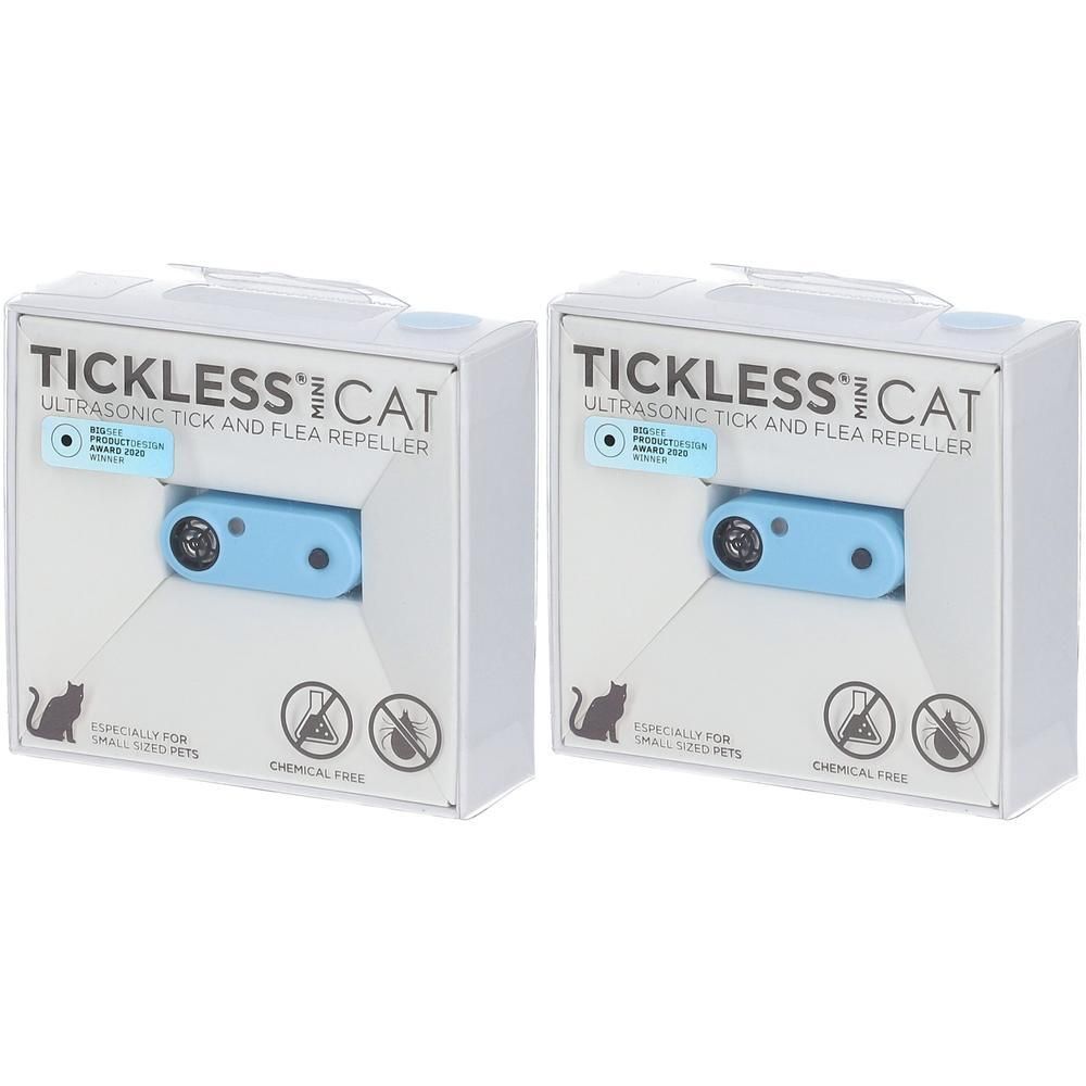 Deux paquets du répulsif anti-tiques et puces ultrasonique Tickless Mini Chat bleu pour petits animaux.