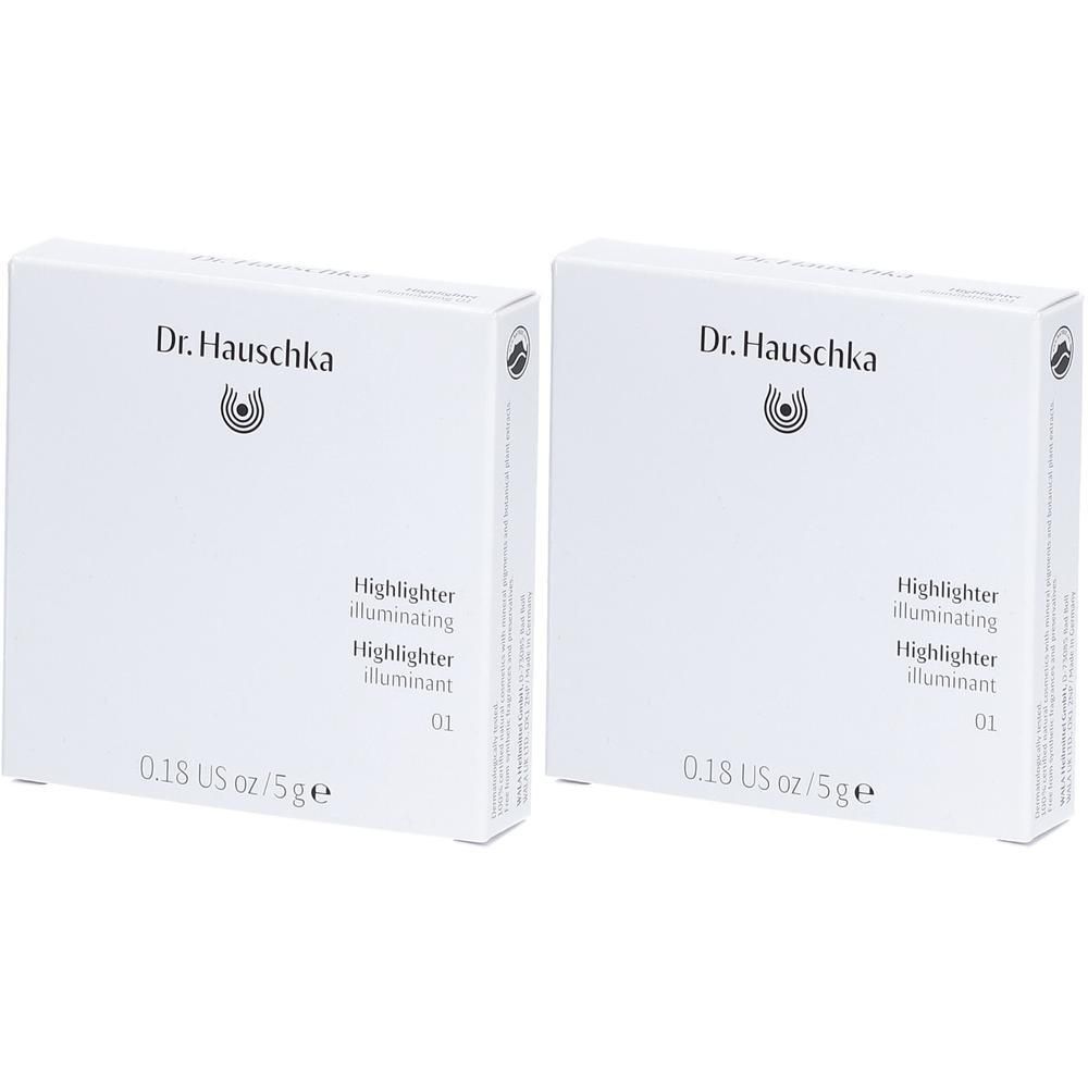 Deux boîtes de Dr. Hauschka Highlighter 01 Illuminating, chacune 5g.