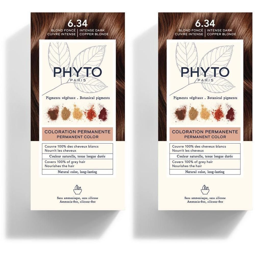 Phyto Coloration Permanente 6.34 Blond Foncé, coloration permanente.