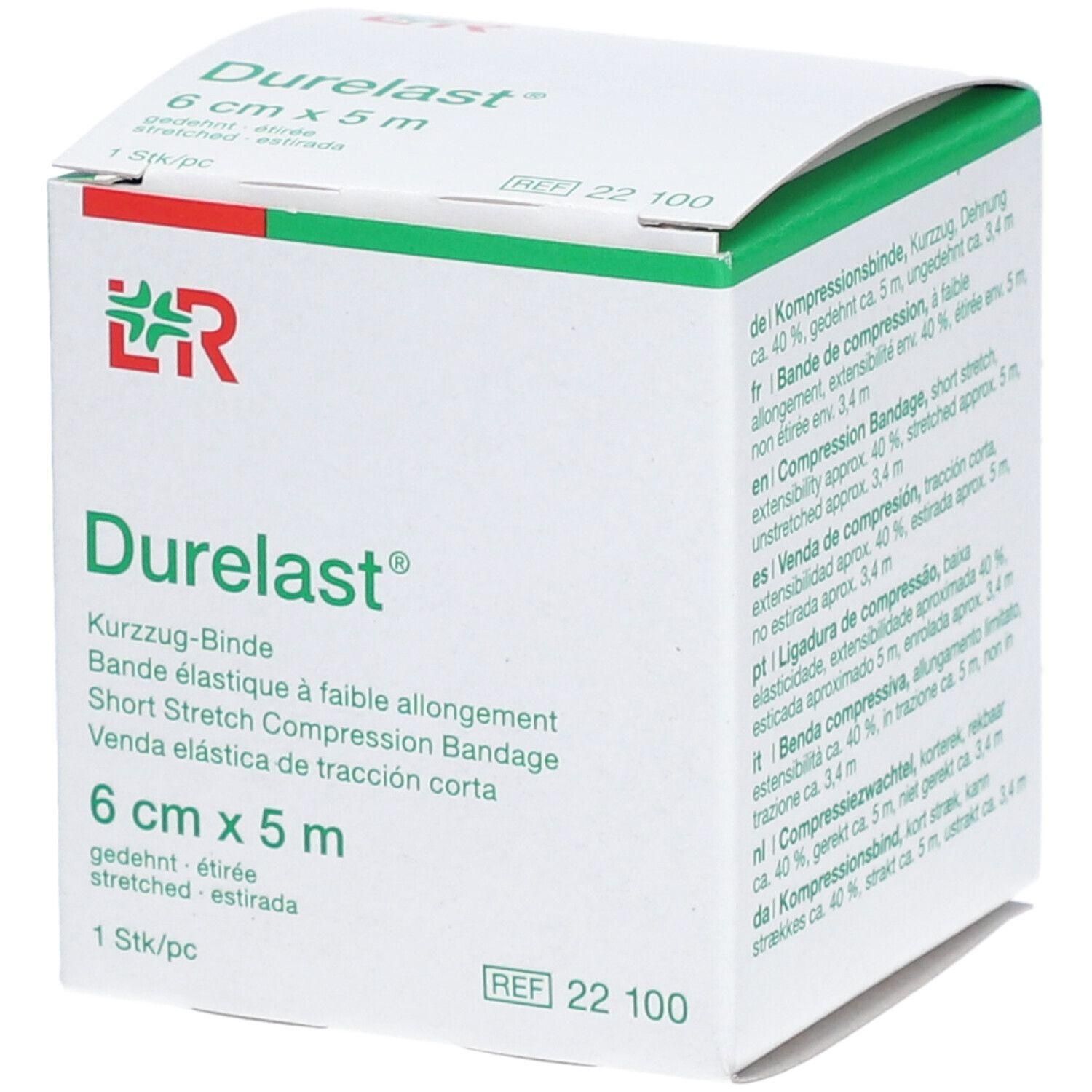Durelast zwachtel, 6 cm x 5 m, kortrekbaar, ca. 40% rekbaar.