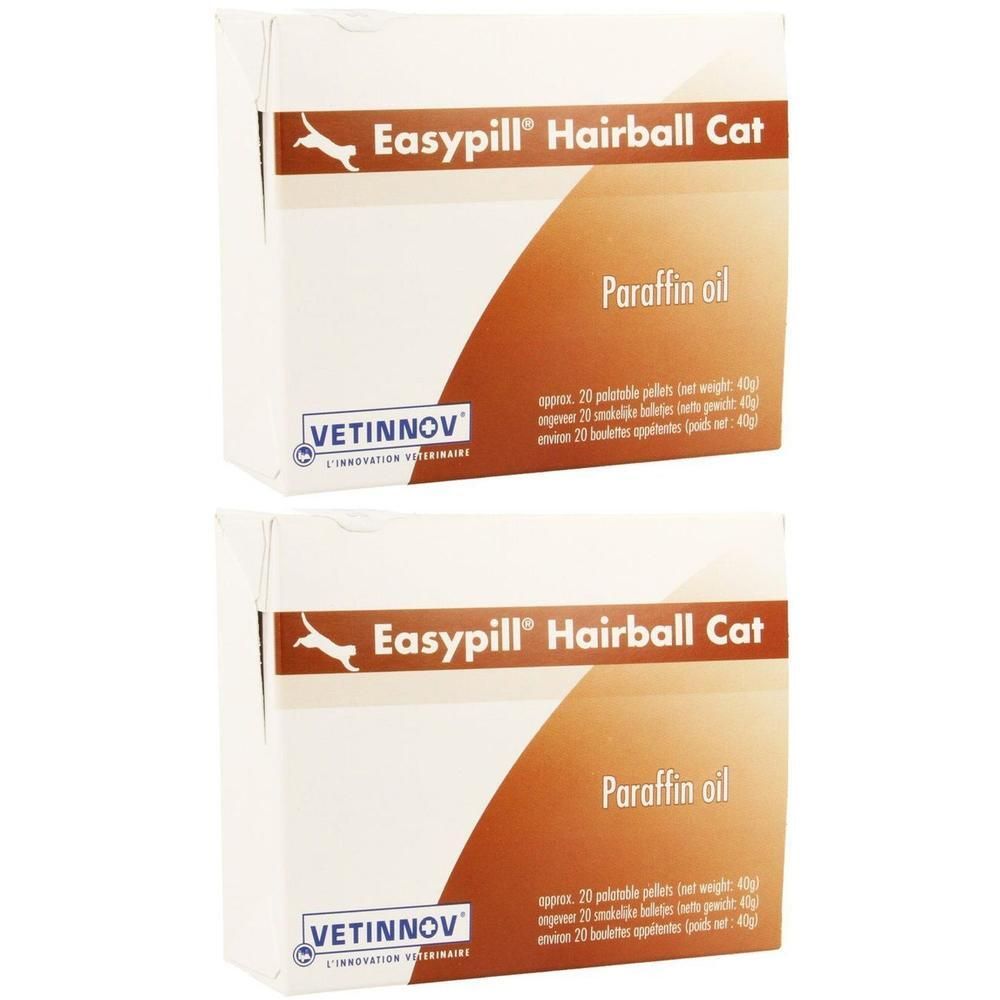 Twee pakken Easypill Hairball Cat met paraffineolie. Merk: VETINNOV.