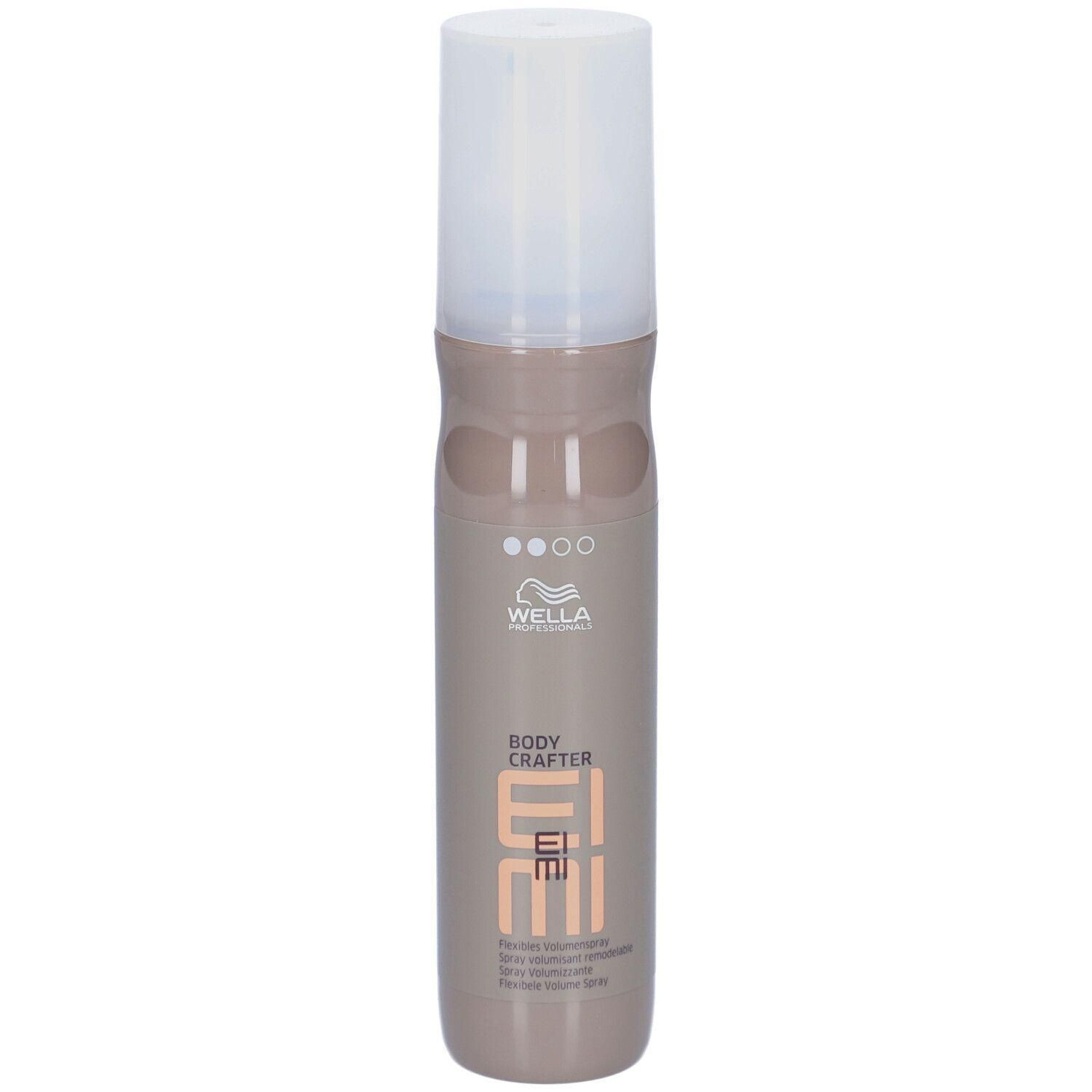 Wella EIMI Body Crafter haarspray in een taupekleurige fles met witte dop.