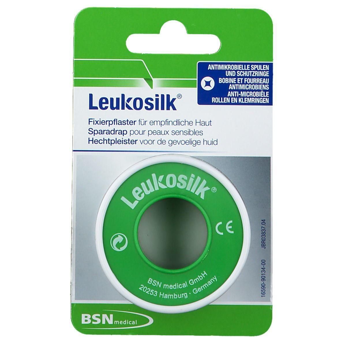 Leukosilk Hechtpleister voor gevoelige huid, antimicrobieel, op rol.