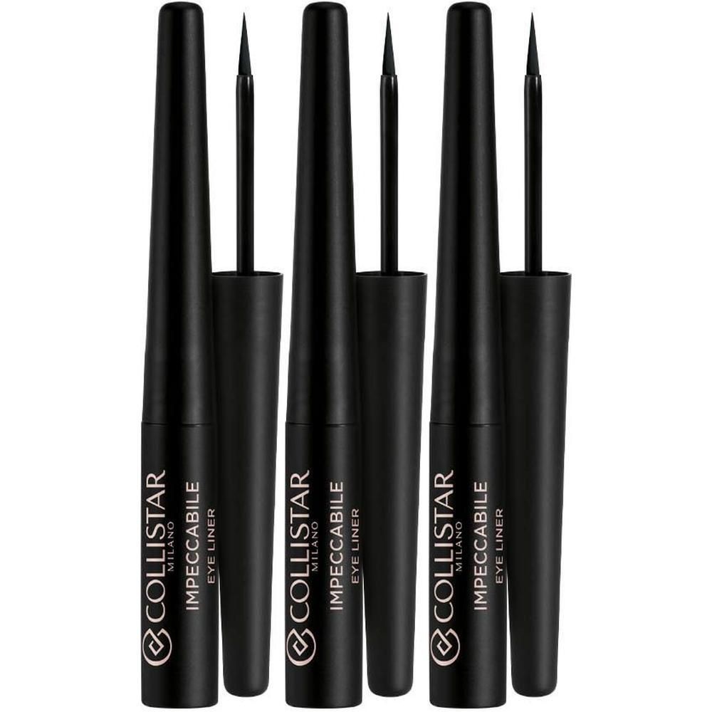 Drie zwarte Collistar Impeccabile eyeliners met applicators.