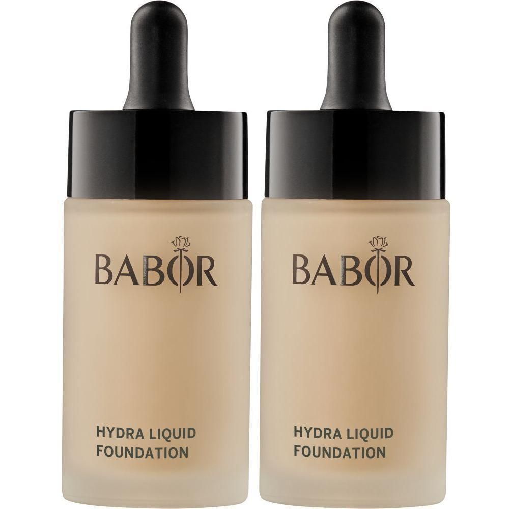 Twee Babor Hydra Liquid Foundation flesjes met druppeldop. Kleur: Banana.