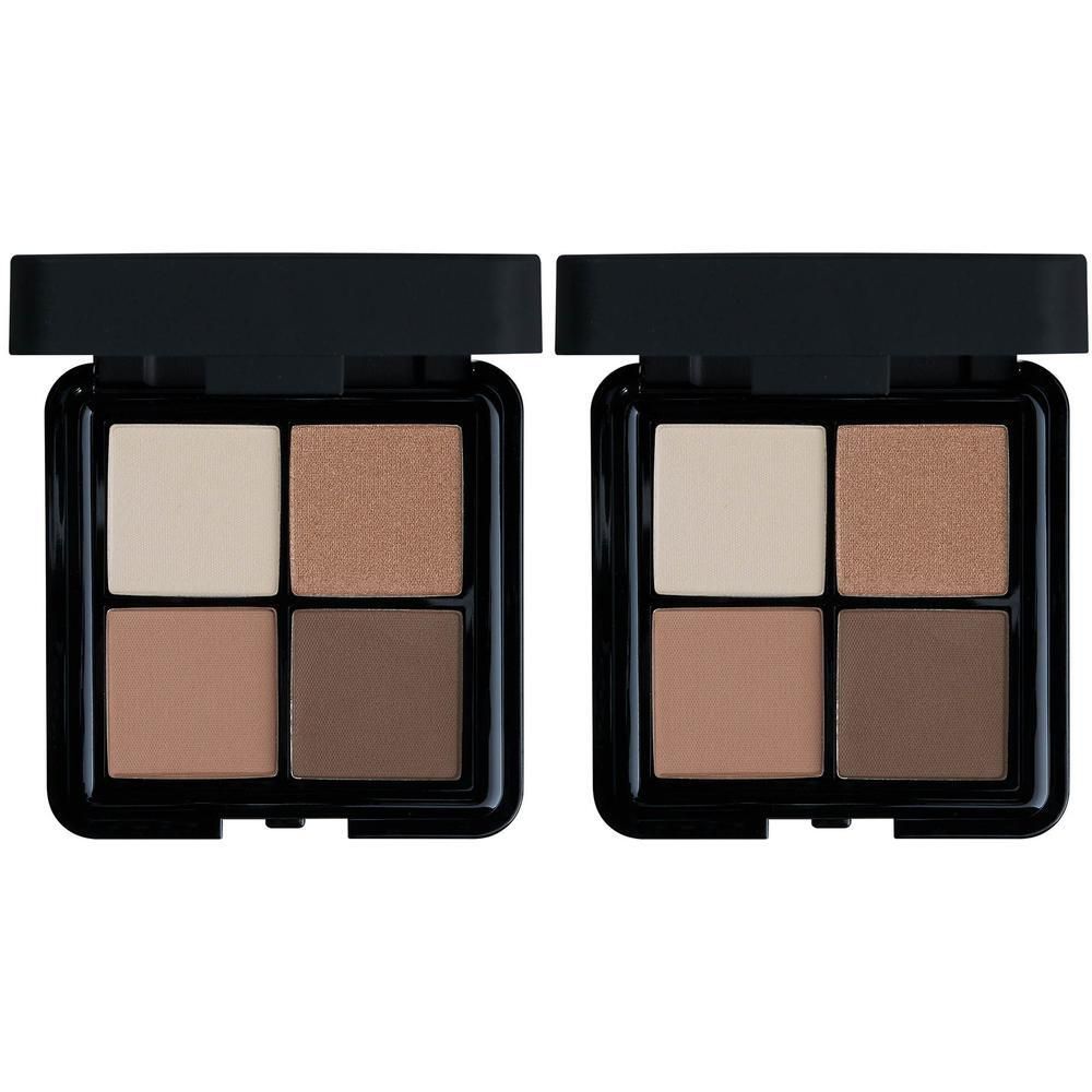 Deux palettes d'ombres à paupières fermées, chacune avec quatre teintes neutres.