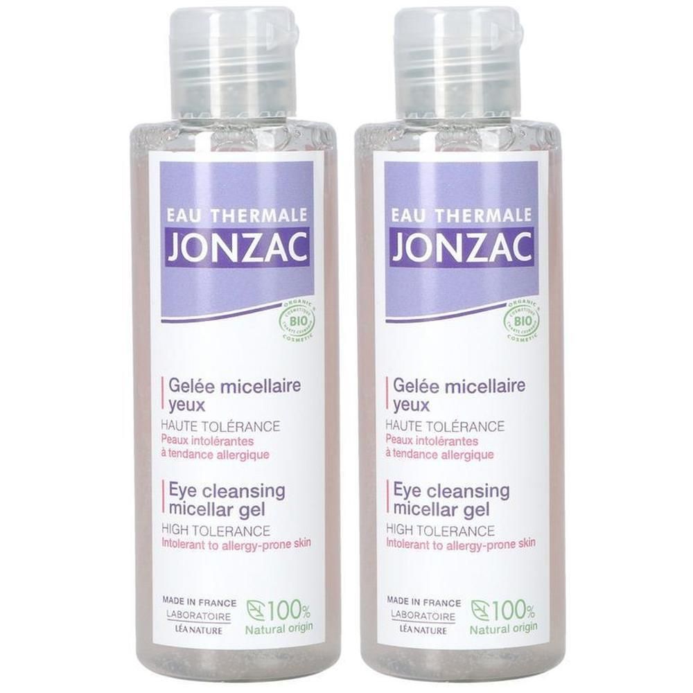 Deux flacons de Jonzac Eau Thermale Gelee Micellaire Yeux.