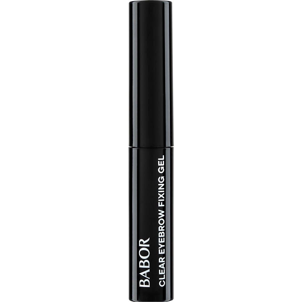 Gel fixateur sourcils incolore Babor dans un tube noir avec applicateur brosse.