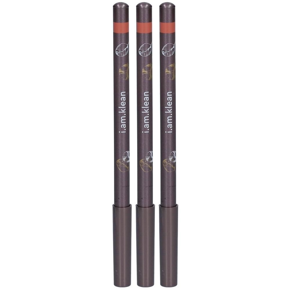 Trois crayons à lèvres couleur nude, marque 'i.am.klean'.