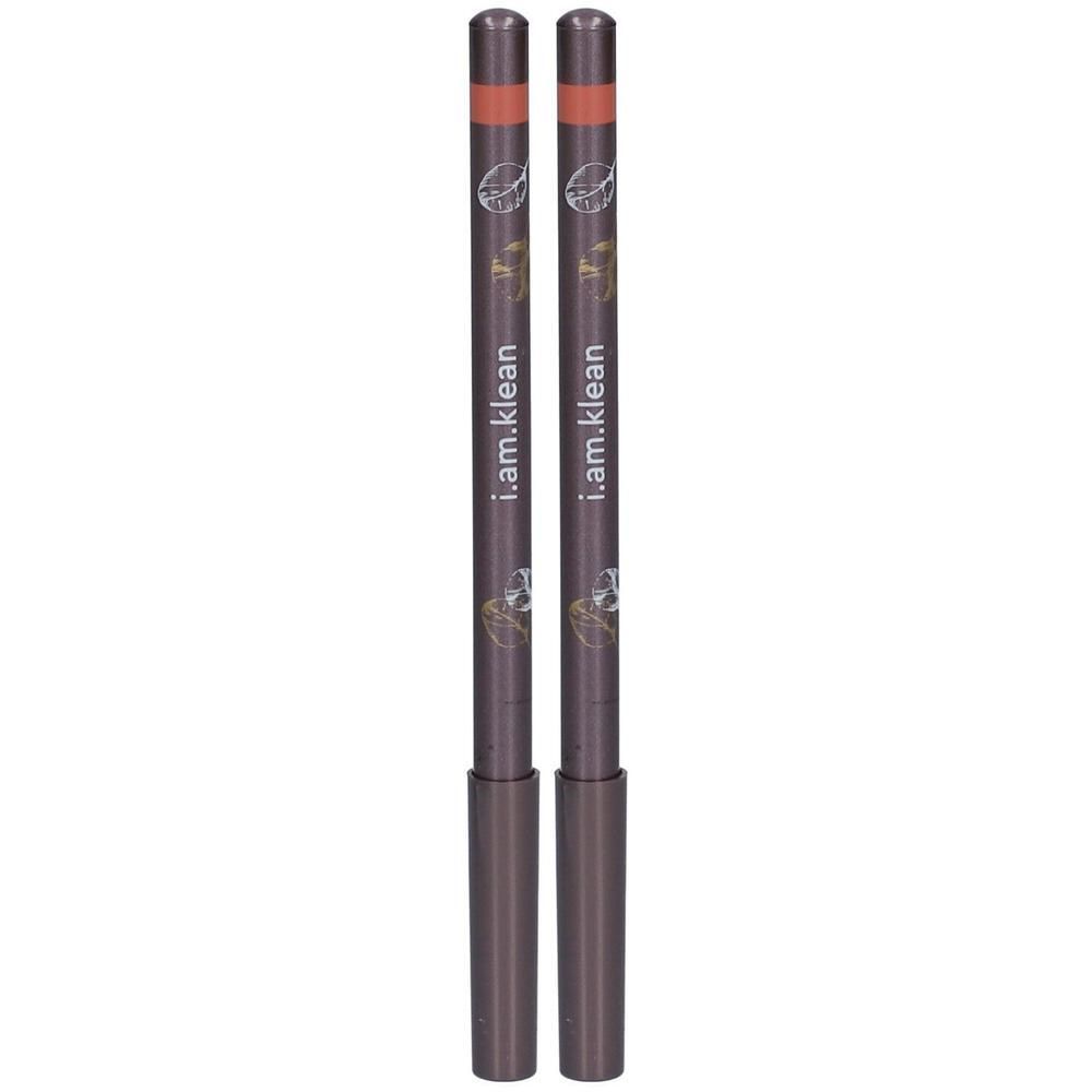 Deux crayons à lèvres de couleur nude, marque 'i.am.klean'.
