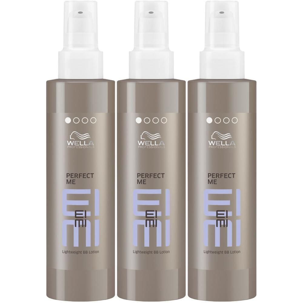 Trois flacons de lotion légère Perfect Me de Wella Professionals EIMI.