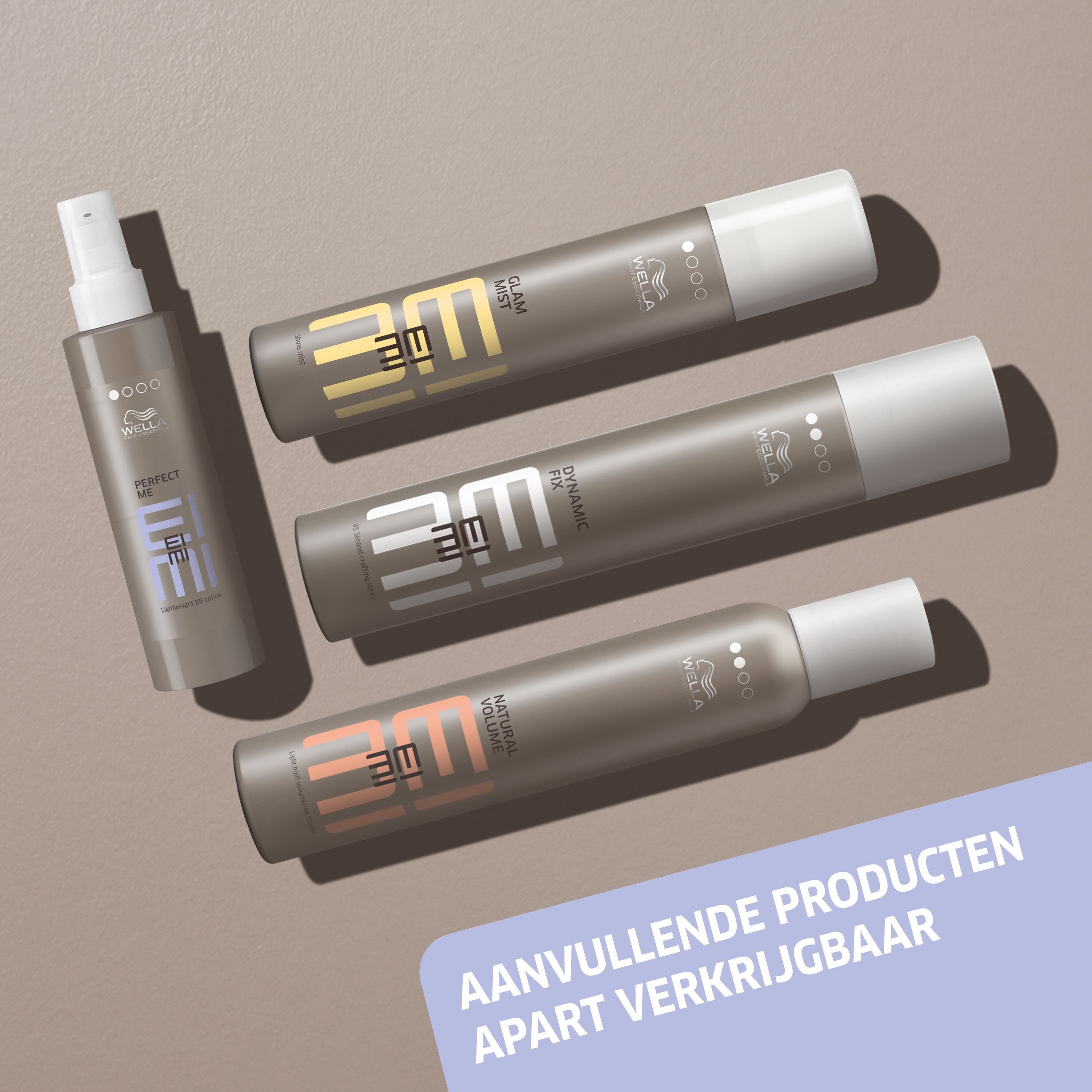 Wella Professionals EIMI Perfect Me lotion naast andere stylingproducten.