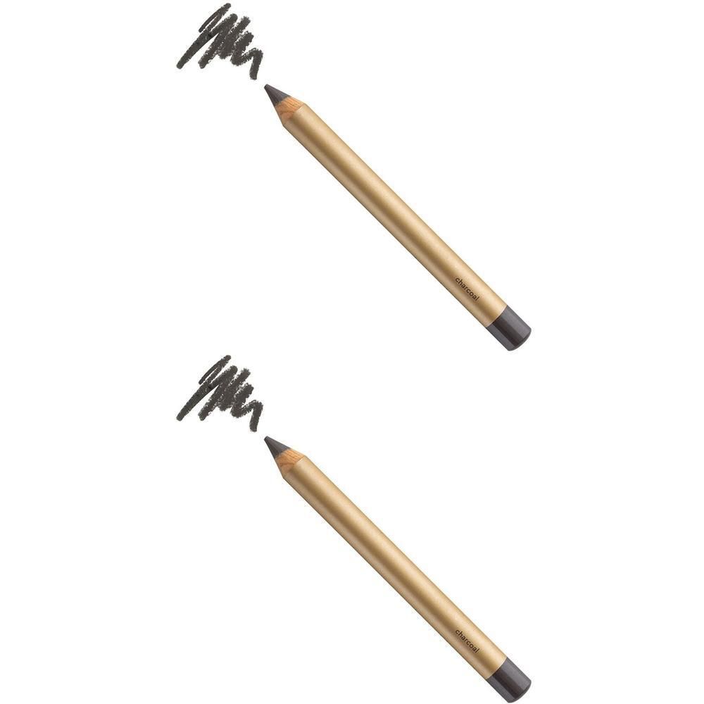 Deux crayons khôl noirs avec manche doré et une trace grise à côté.