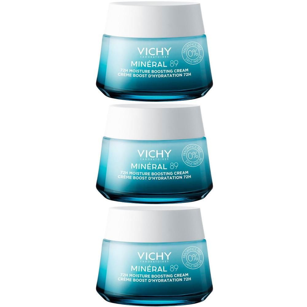 Trois pots de crème hydratante Vichy Minéral 89.