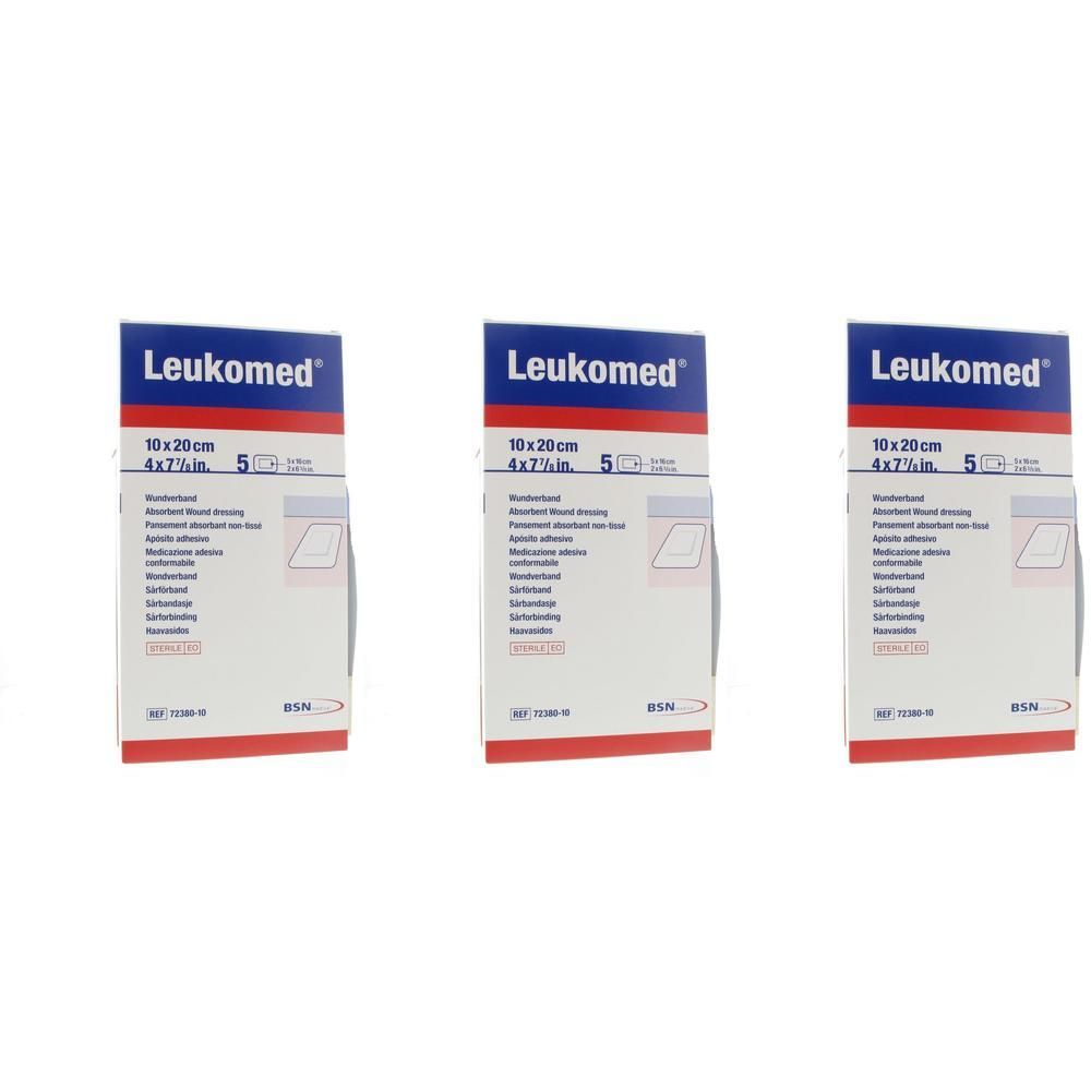 Drie pakken Leukomed steriele wondverzorging, 10x20cm.