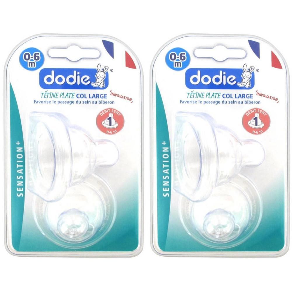 Twee Dodie Sensation brede hals spenen, 0-6 maanden, langzame doorstroming.