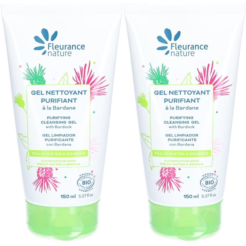 Twee tubes Fleurance Nature Zuiverende Reinigingsgel met Klis, 150 ml.
