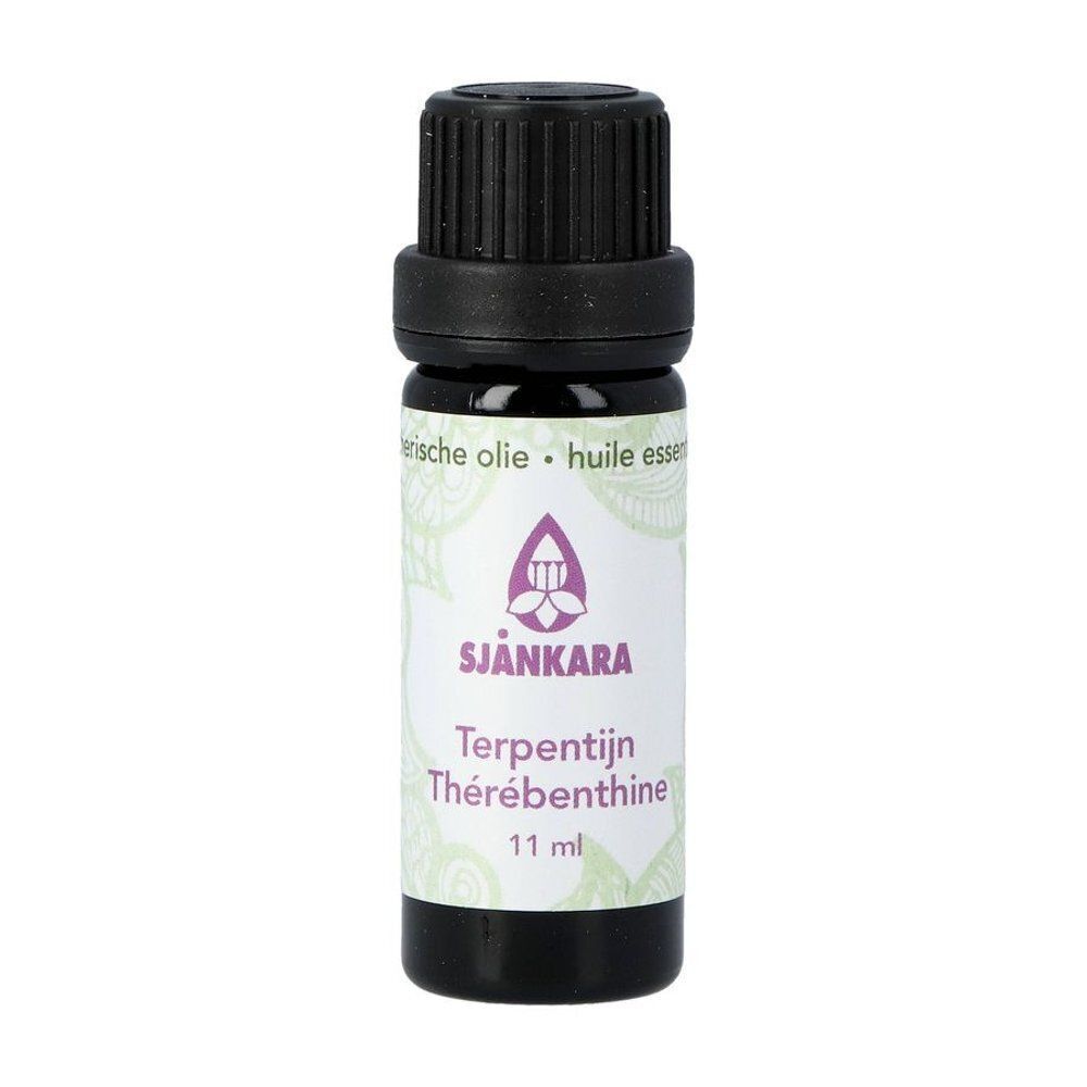 Eén flacon Sjankara terpentijn etherische olie, 11 ml.