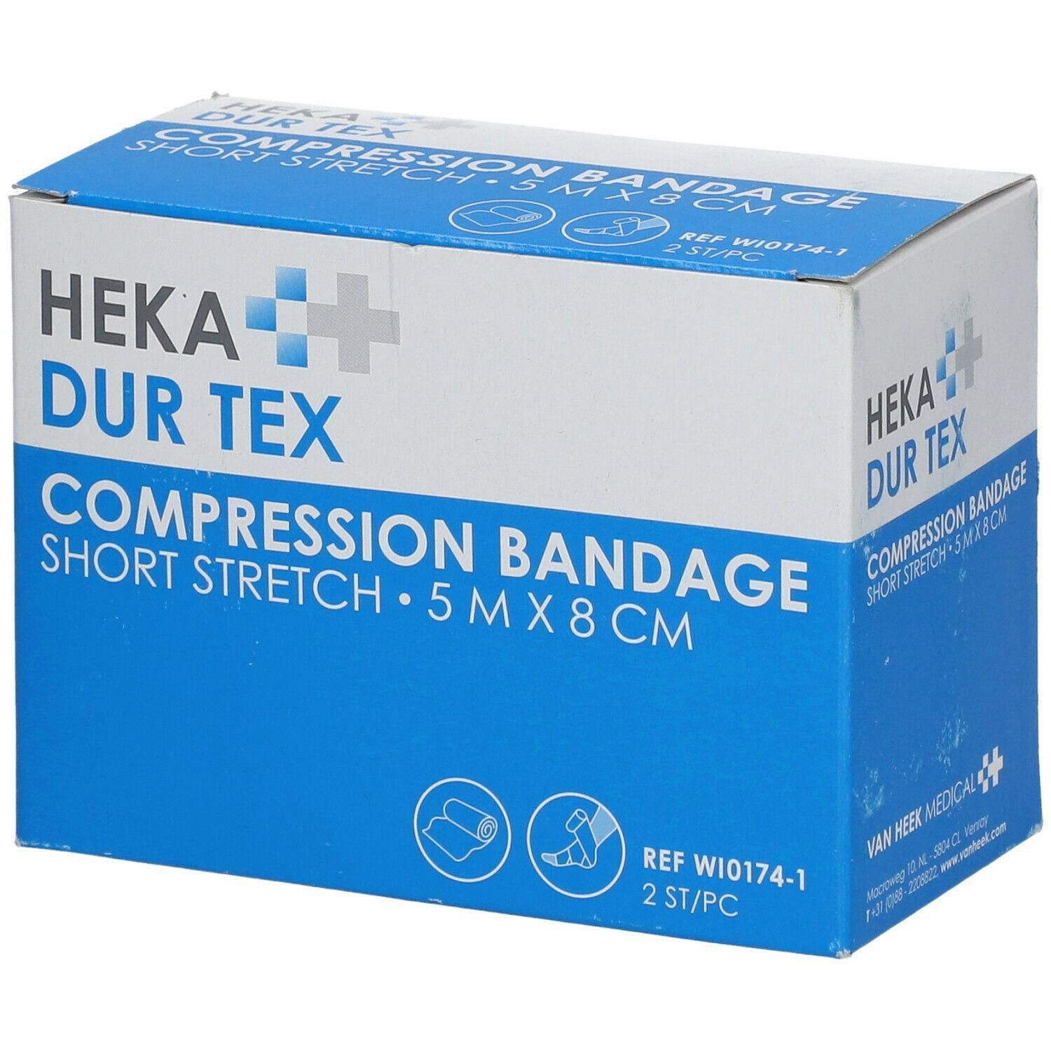 Bande de compression, extensible courte, 5 m x 8 cm. Heka Dur Tex.
