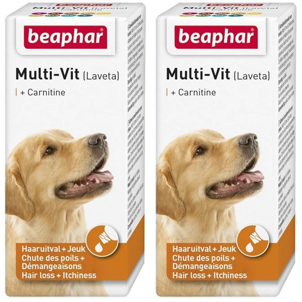 Beaphar Multi-Vit (Laveta) met L-Carnitine voor honden tegen haaruitval en jeuk.