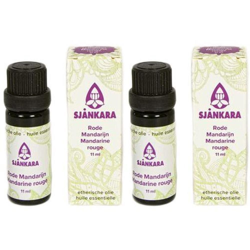 Twee flesjes SjäNkara rode mandarijn etherische olie, 11 ml.