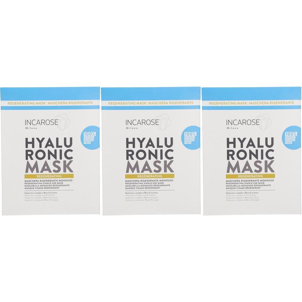 Drie pakken Incarose Hyaluronic Mask met hyaluronzuur.