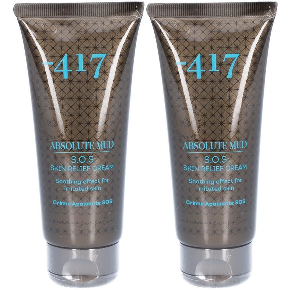 Twee tubes Minus 417 Absolute Mud S.O.S. Huidverzachtende crème voor de geïrriteerde huid.