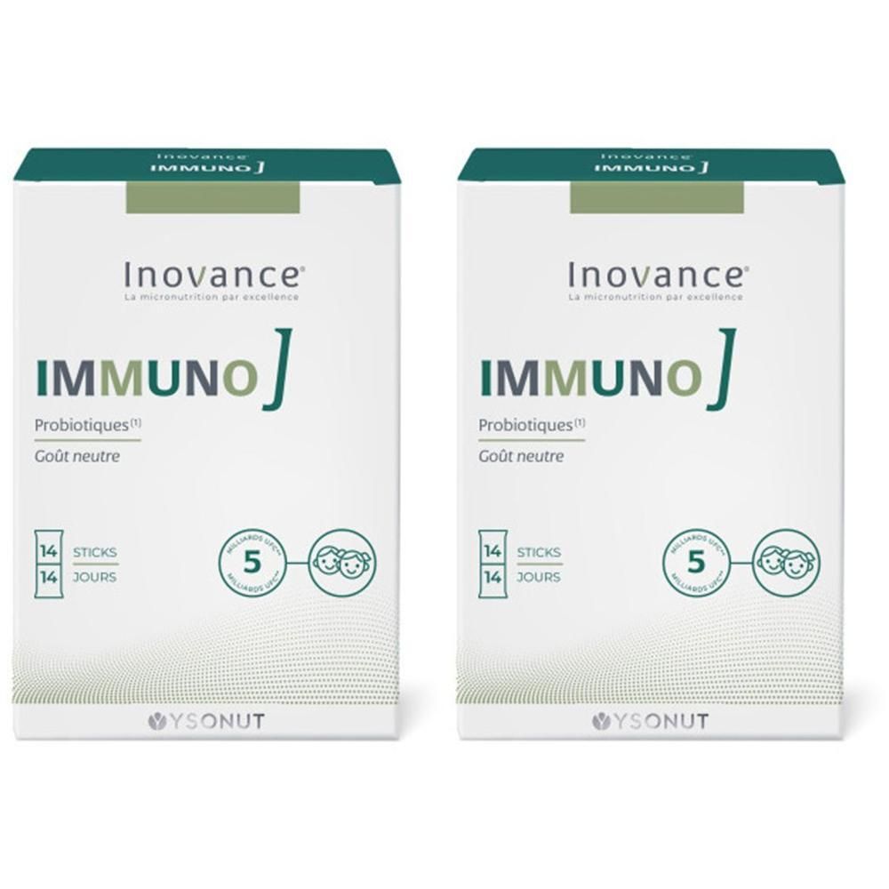 Deux boîtes d'Inovance Immuno J Probiotiques, 14 sticks par boîte.
