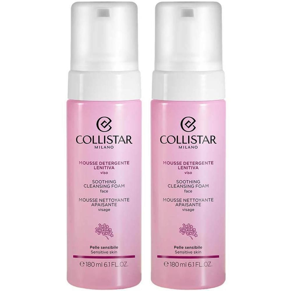 Deux flacons de Mousse Nettoyante Apaisante Collistar, 180 ml.