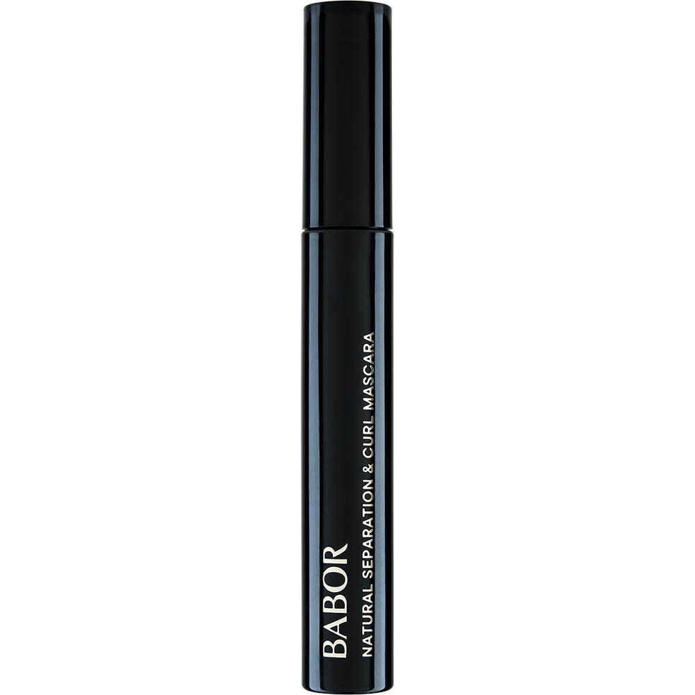 Un tube de mascara noir avec sa brosse, Babor Natural Separation & Curl Mascara.