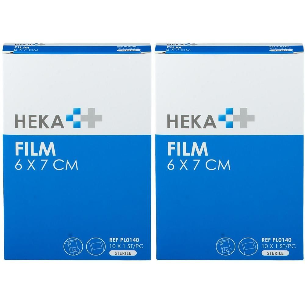 Deux paquets de Heka Film Feuille de Plaie, 6x7 cm. Stérile.