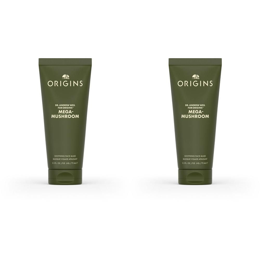 Twee groene tubes Origins Mega-Mushroom gezichtsmasker.