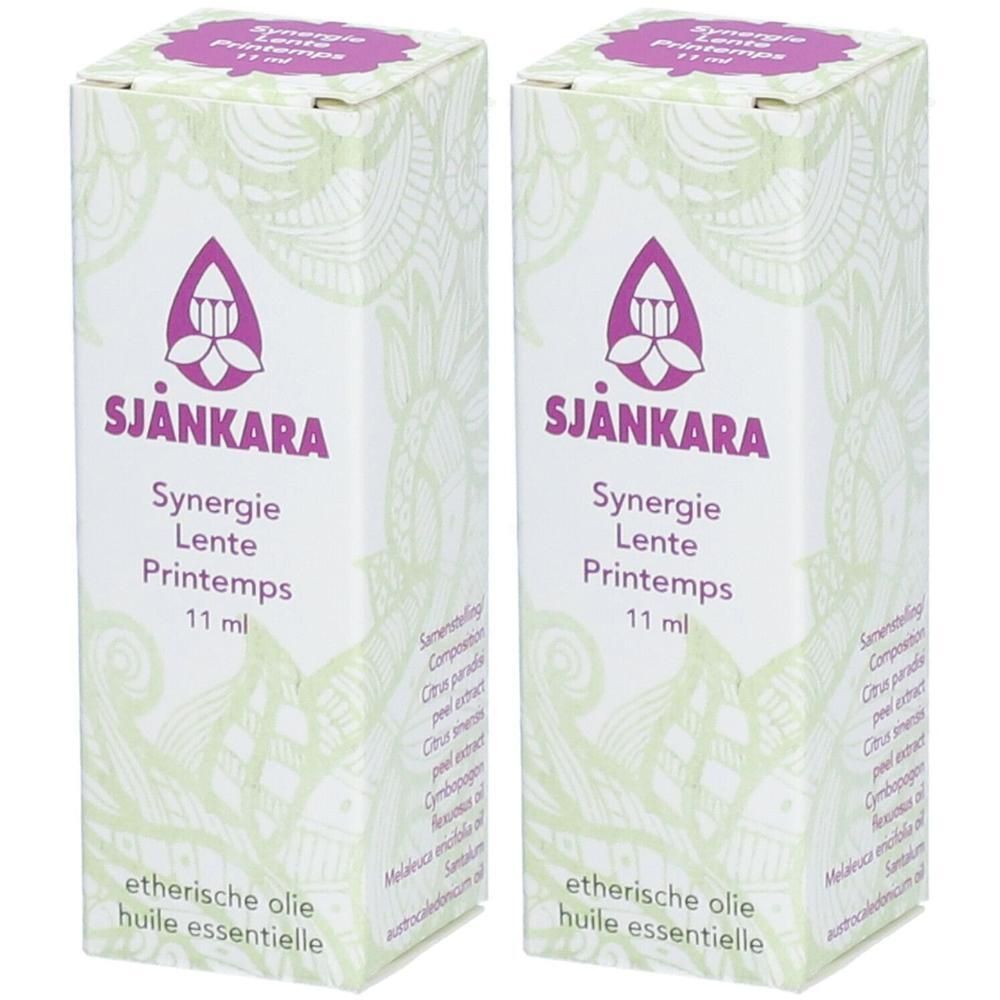Twee doosjes Sjankara Printemps Synergie etherische olie, 11 ml.