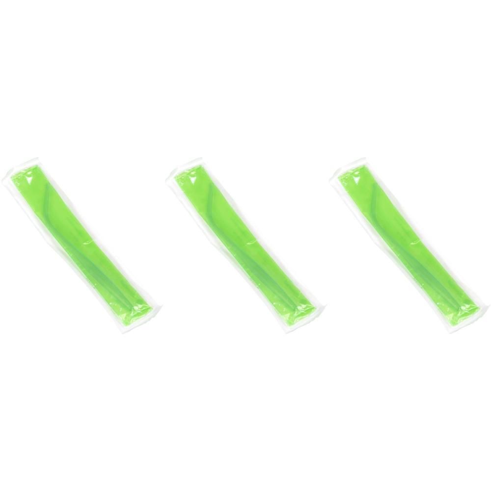 Trois sondes Yankauer vertes sous emballage stérile individuel.