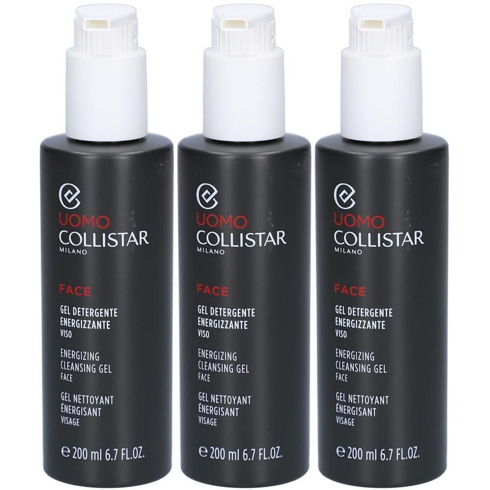 Drie flessen Collistar Uomo gezichtsreinigingsgel, 200 ml.