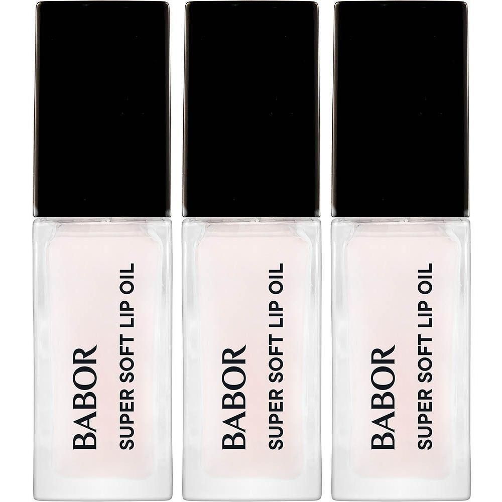 Drie flacons BABOR Super Soft Lip Oil.