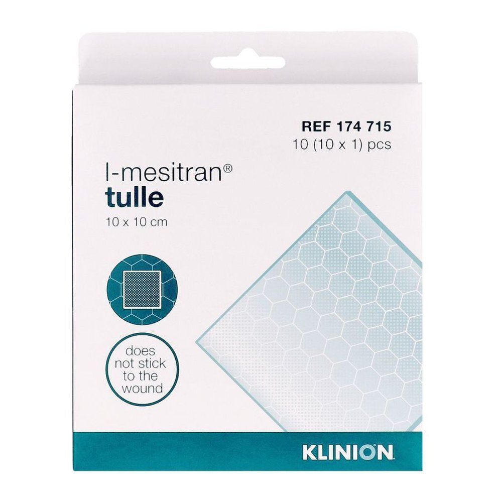 Emballage de tulle L-Mesitran, 10x10 cm. Marque Klinion. Ne colle pas.
