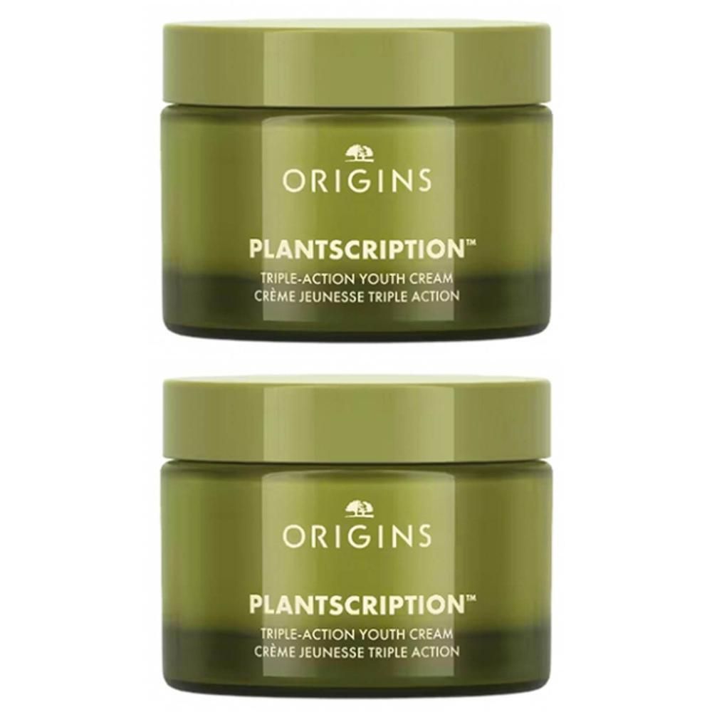 Deux pots Origins Plantscription de Crème Jeunesse Triple Action.
