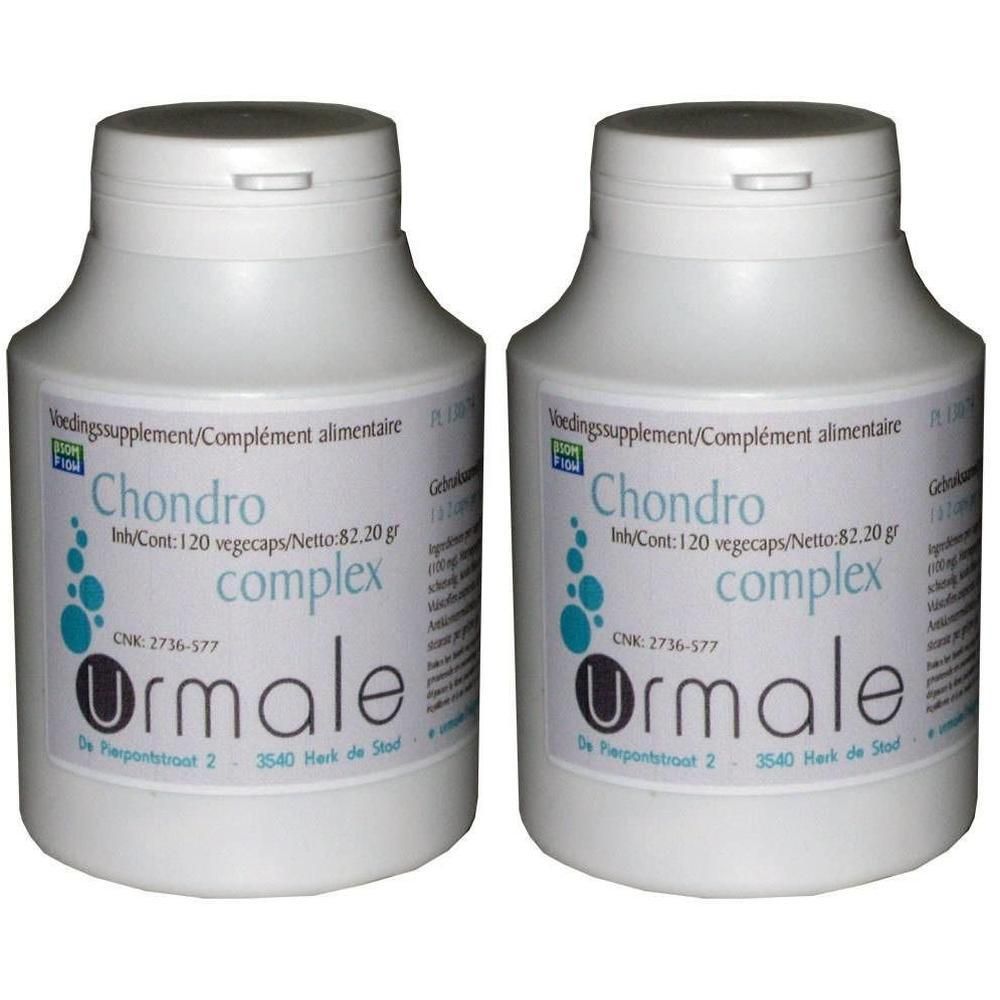 Twee witte potten "Ormale Chondro complex", elk 120 Vegicaps.