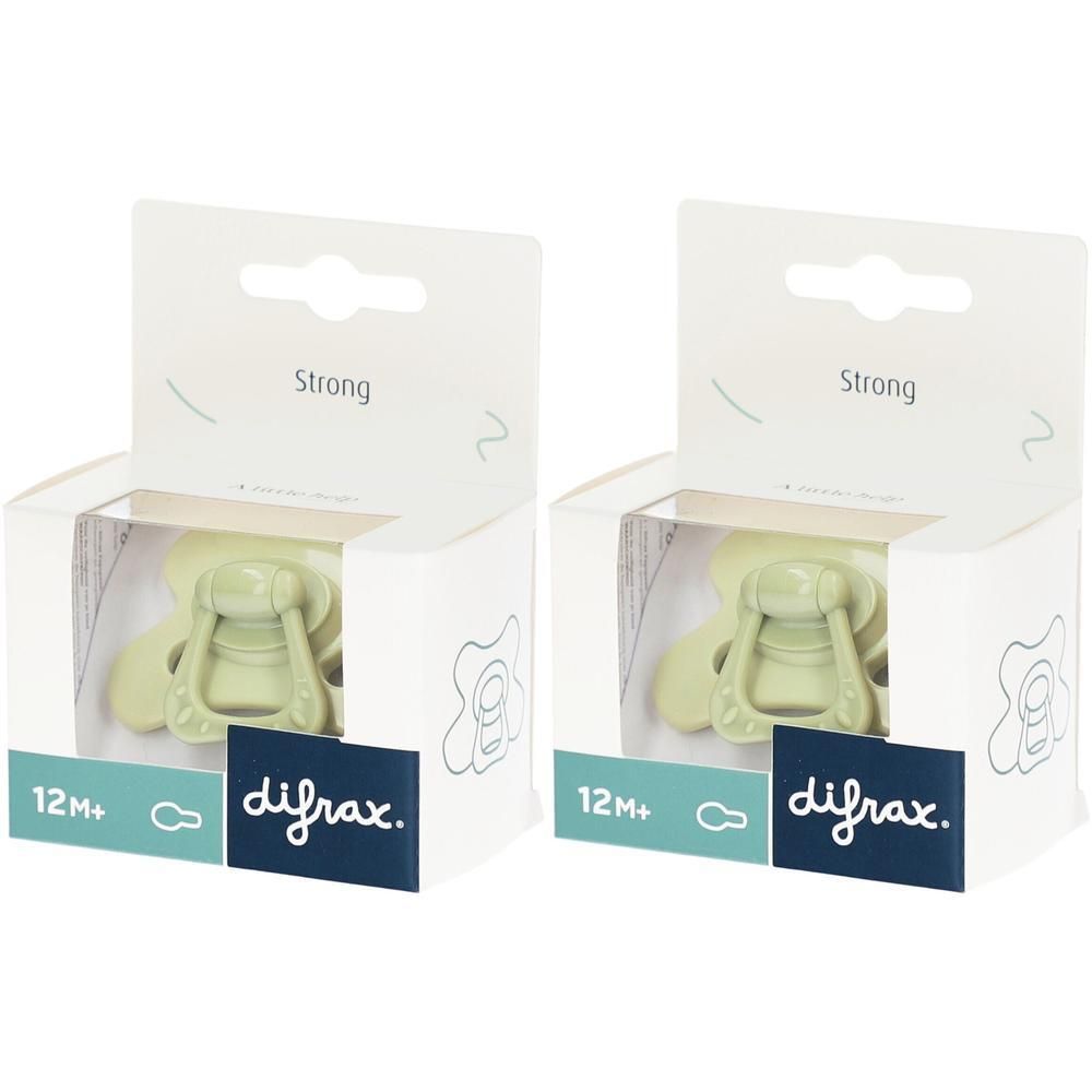 Deux sucettes Difrax vert pâle, 12M+.