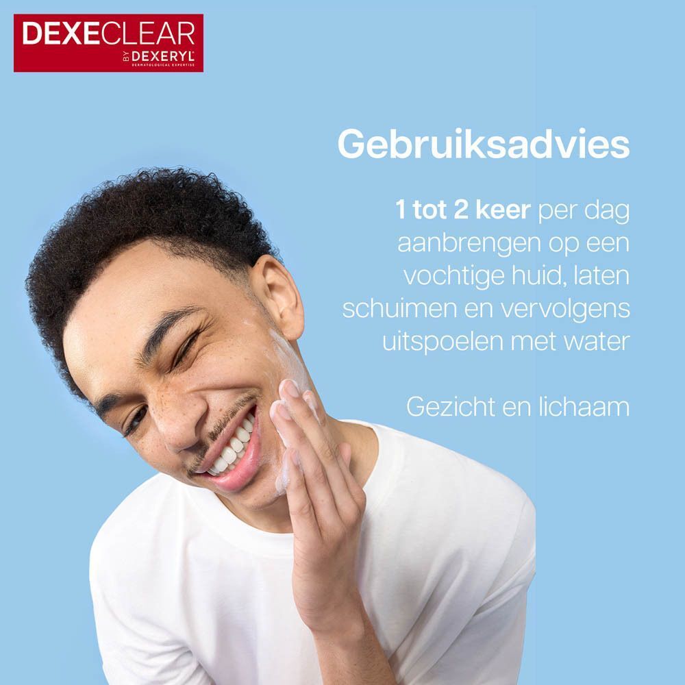 Gebruik: 1-2 keer per dag op vochtige huid, laten schuimen, afspoelen. Gezicht en lichaam.