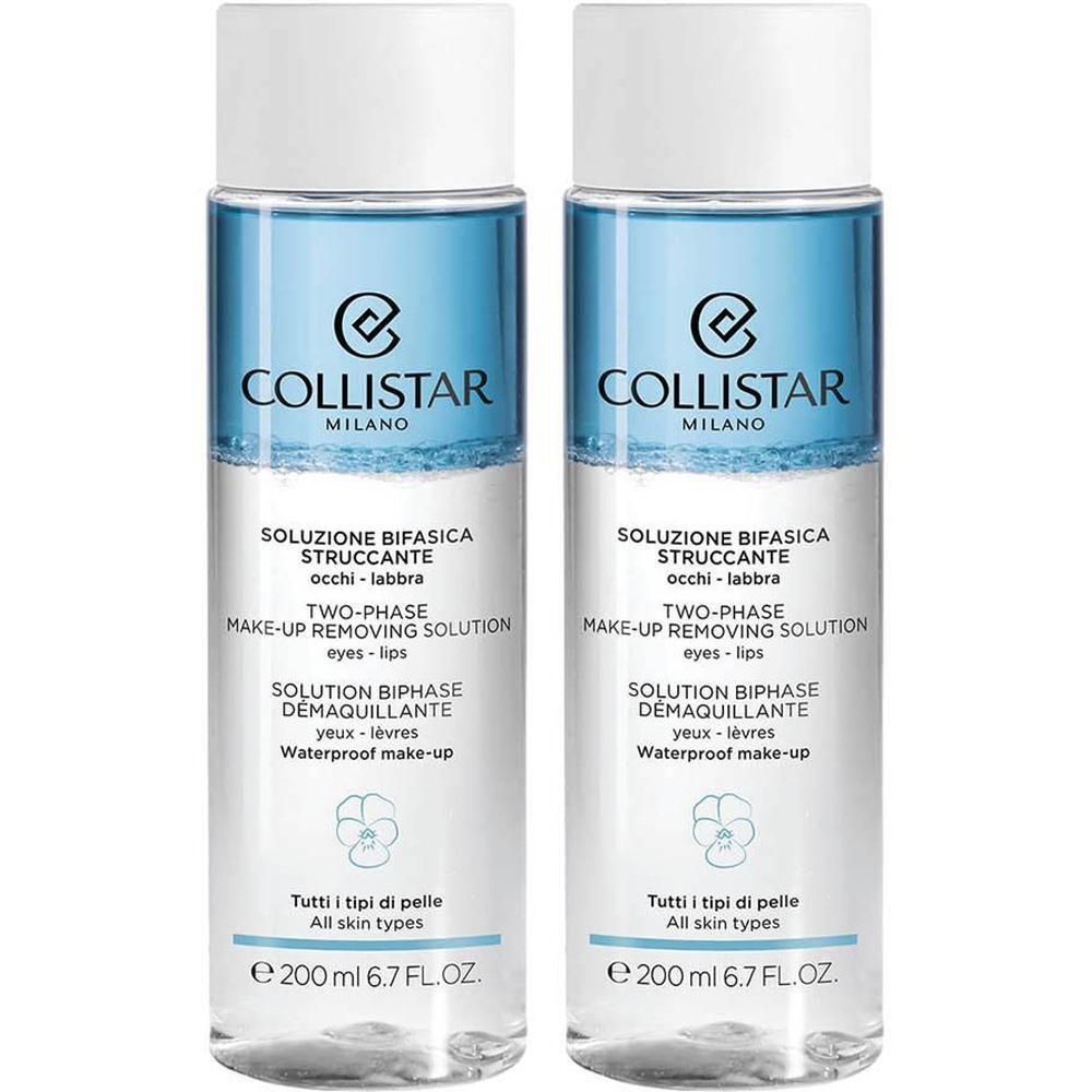 Deux flacons de Solution Biphasique Démaquillante Collistar, 200 ml.
