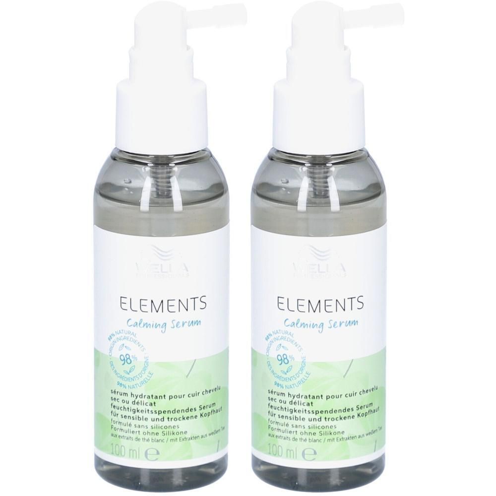 Twee flessen WELLA ELEMENTS Calming Serum met pompen. 100 ml.